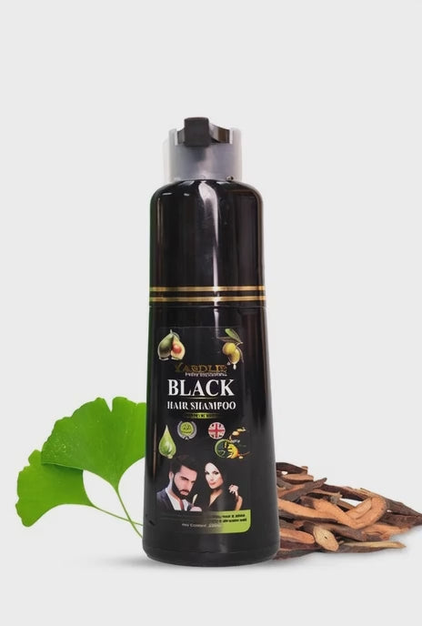 Yardlie Hair Color Shampoo Natural Black - 100% Grey Coverage, 5-in-1 Ammonia-Free Formula for Vibrant Color Lasting 4 Weeks